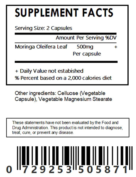 Organic Moringa Oleifera Leaf Capsules