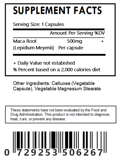 Maca Root Extract Powder 10:1 Capsules