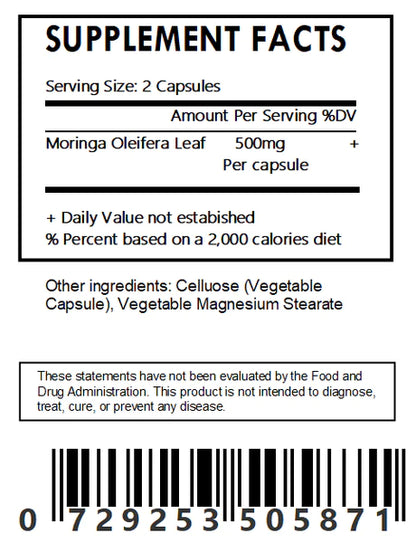Organic Moringa Oleifera Leaf Capsules